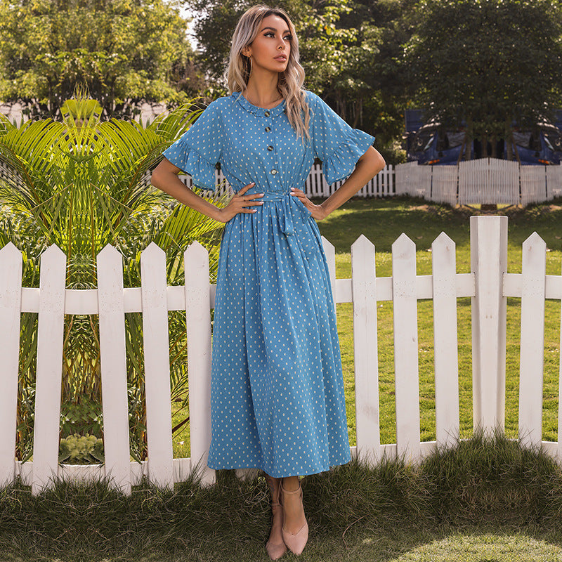 Damen Midi-Kleid Knopfleiste Fließender Schnitt Norvielle