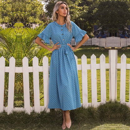 Damen Midi-Kleid Knopfleiste Fließender Schnitt Norvielle