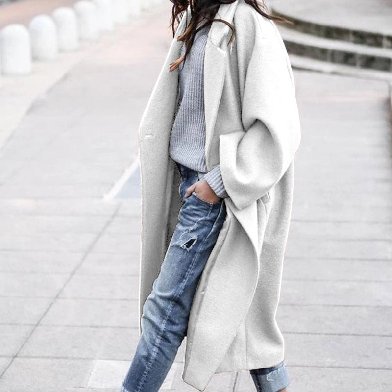 Damen Oversize Wollmantel Reverskragen Norvielle