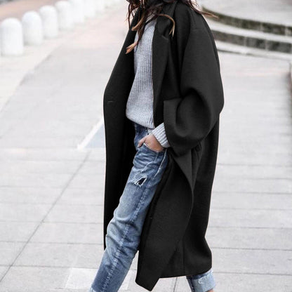 Damen Oversize Wollmantel Reverskragen Norvielle