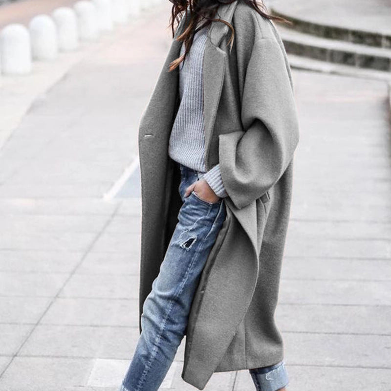 Damen Oversize Wollmantel Reverskragen Norvielle