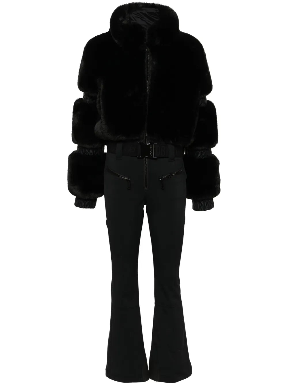 Damen Ski-Jumpsuit Kunstfell Taillenschnitt