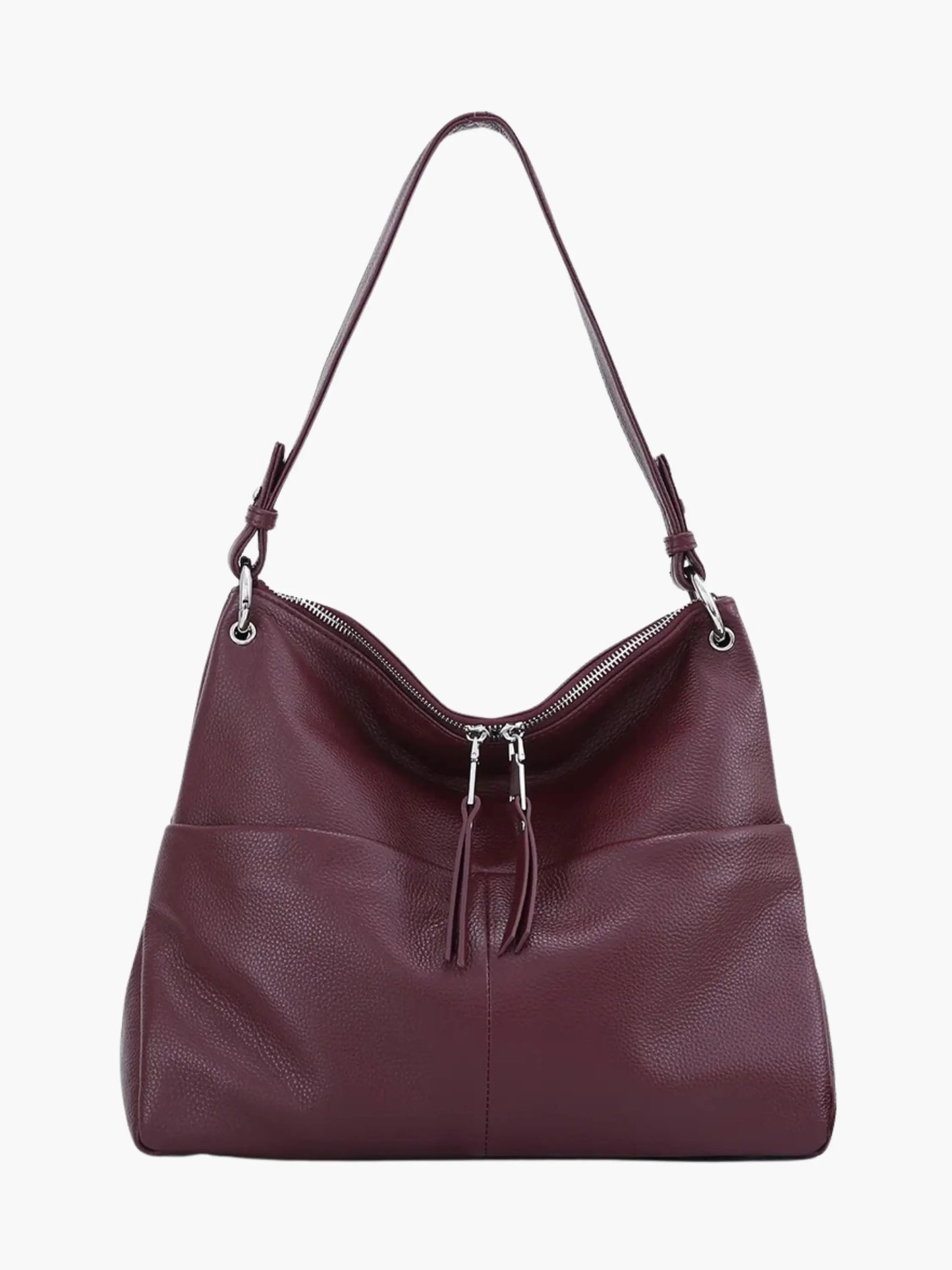 Leder Hobo-Tasche Weich Reißverschluss