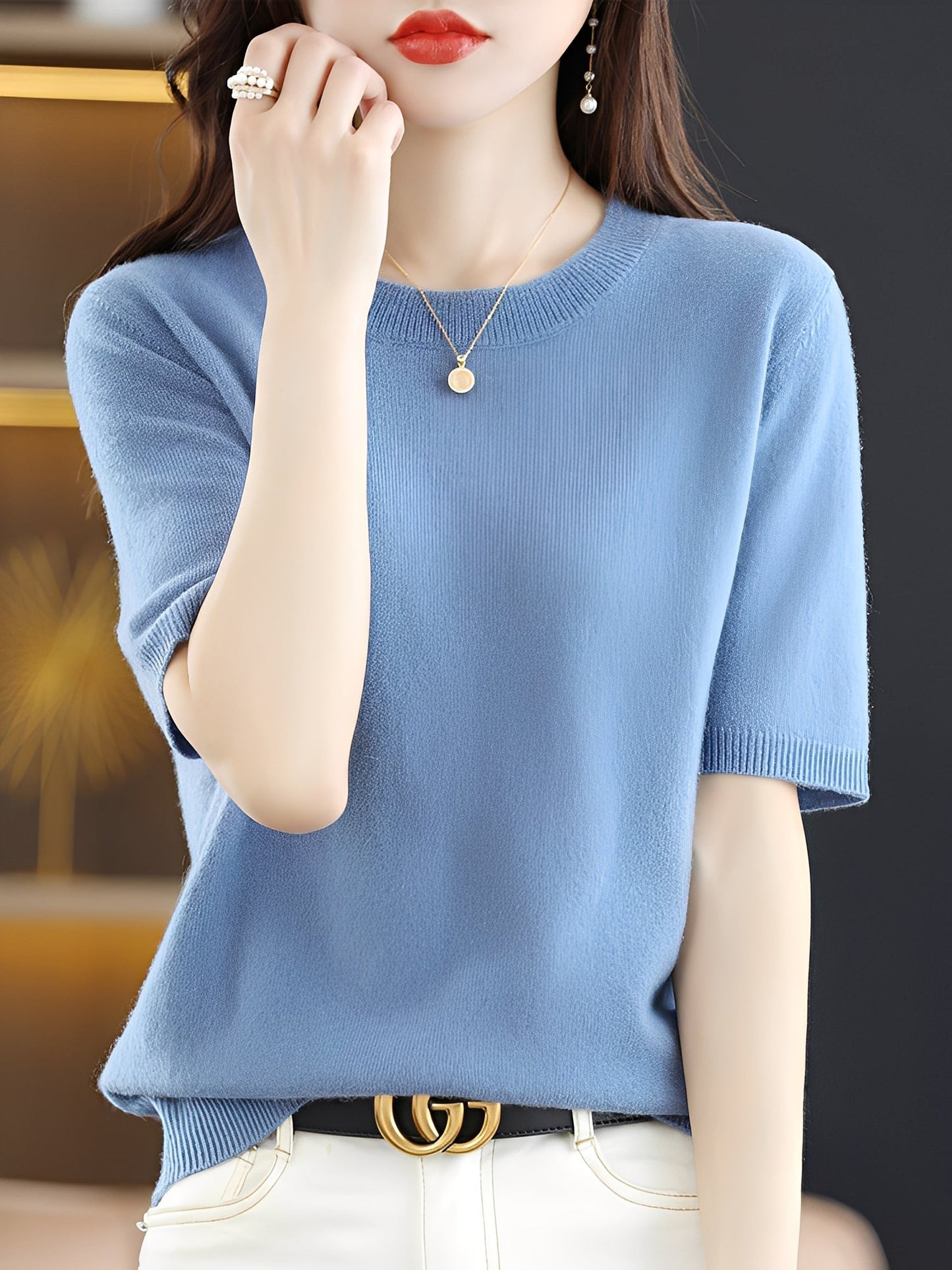 Damen Kurzarm-Pullover