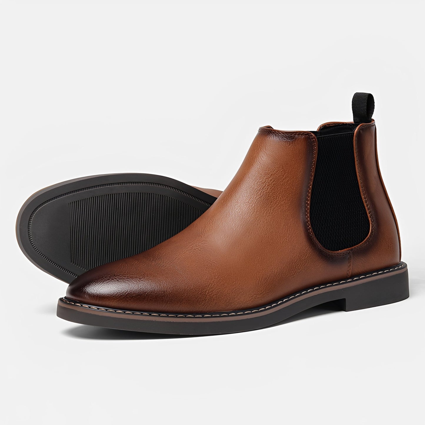 Herren Retro Chelsea Stiefel Schwarz Ledern - Norvielle
