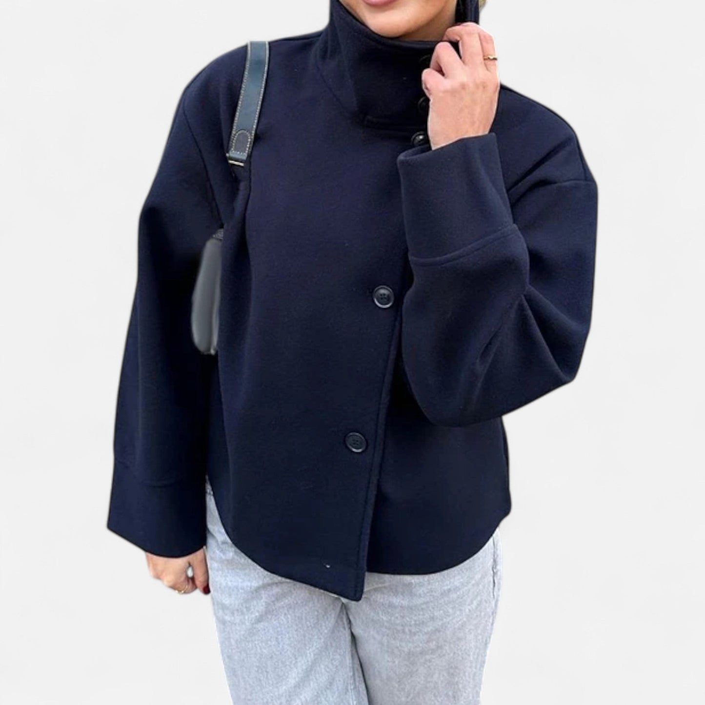 Damen Kurzjacke Stehkragen Modern Zeitlos