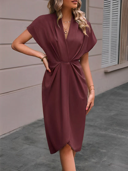 Kaye Damen Wickelkleid Midi Länge