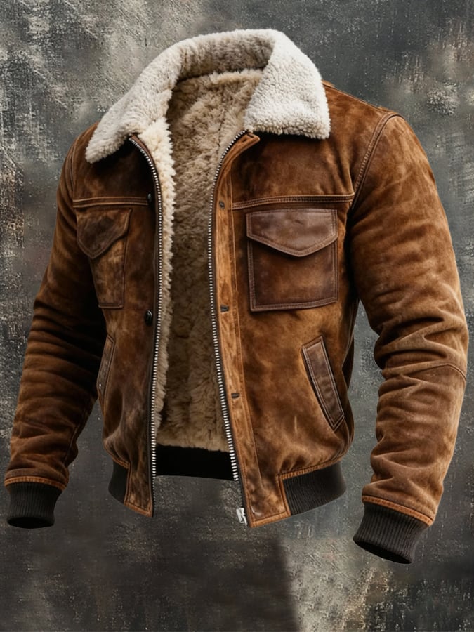 Hendrik Herren Lederjacke Sherpa Fleece - Norvielle