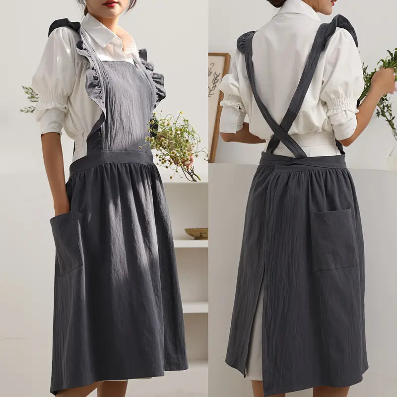 Retro Schürze mit Rüschen und Taschen Damen