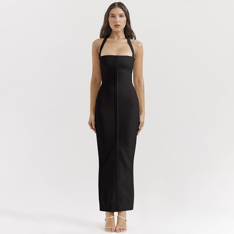 Damen Abendkleid Elegantes Maxikleid mit Halterneck und