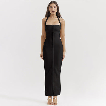 Damen Abendkleid Elegantes Maxikleid mit Halterneck und