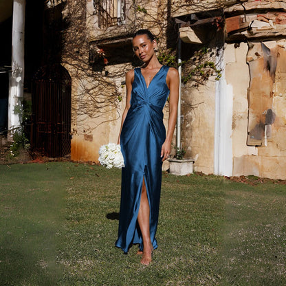 Elaine Damen Abendkleid Ärmellos Offener Rücken