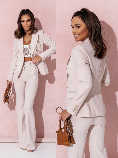 Norvielle Damen Business Anzug Blazer Hosen Set