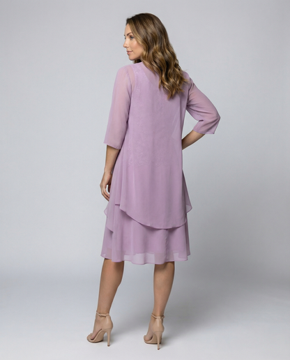 Damen Chiffonkleid Zweiteilig Elegantes