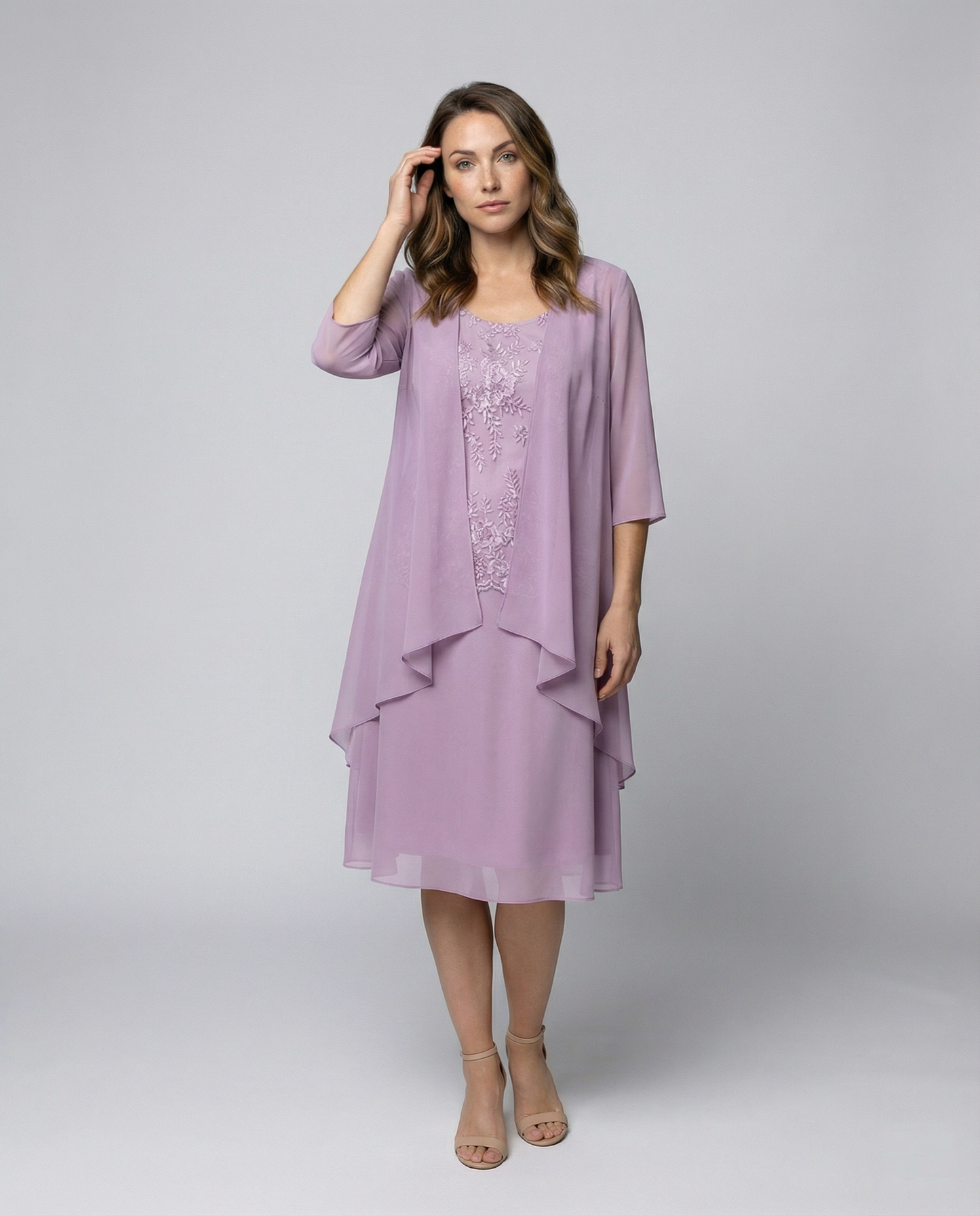Damen Chiffonkleid Zweiteilig Elegantes - Norvielle