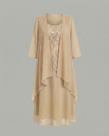 Damen Chiffonkleid Zweiteilig Elegantes