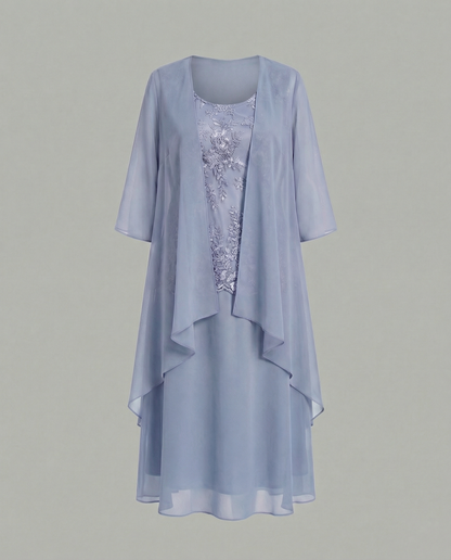 Damen Chiffonkleid Zweiteilig Elegantes
