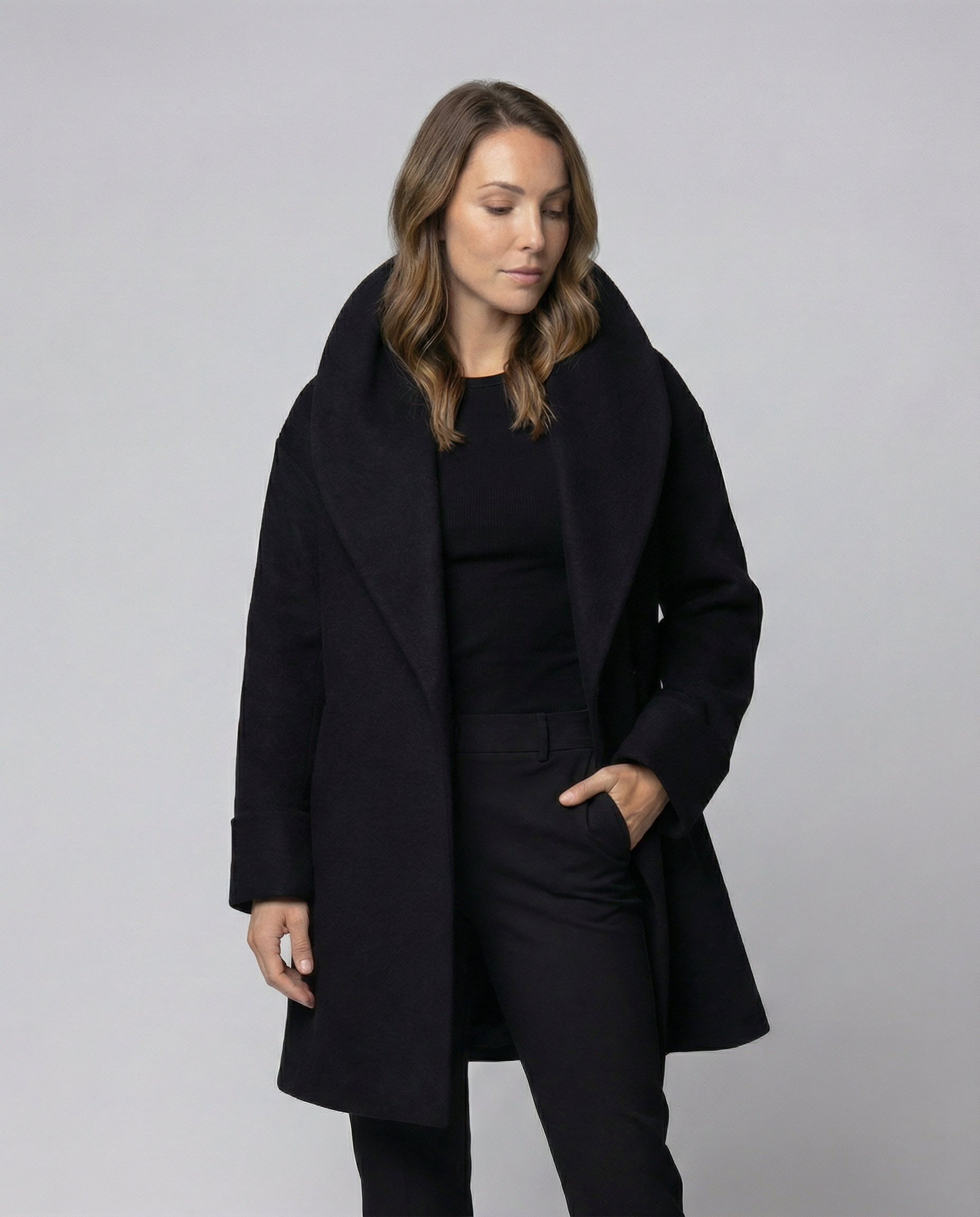 Damen Winterjacke Gefüttert Klassisch Schwarz - Norvielle