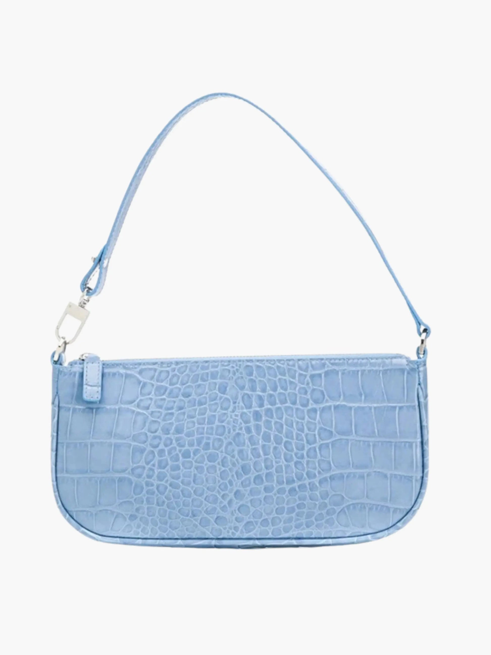 Damen Schultertasche Krokodil-Print Leder Schwarz - Norvielle