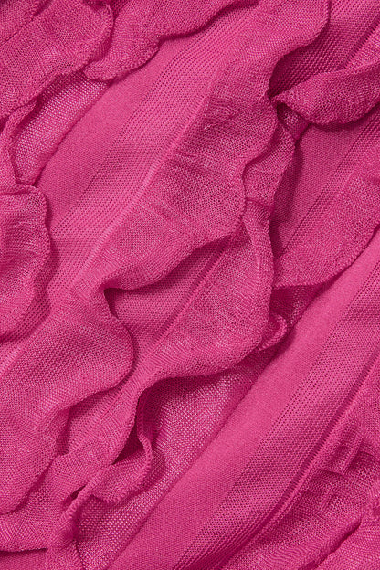 Damen Minikleid Transparent Falten Tiefes Dekolleté