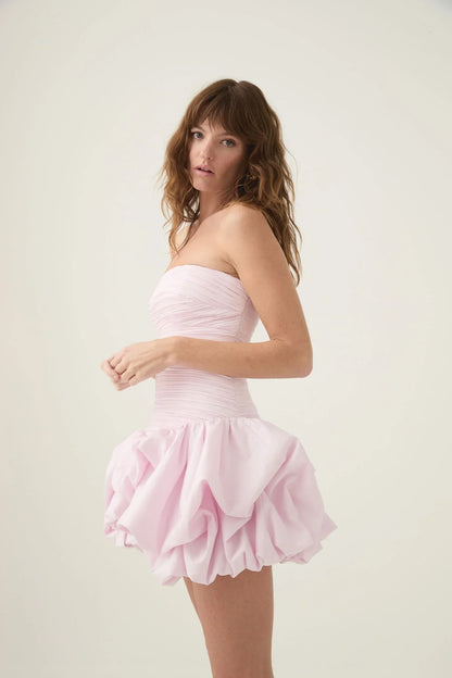 Damen Schulterfreies Minikleid Ballonrock Floralmuster