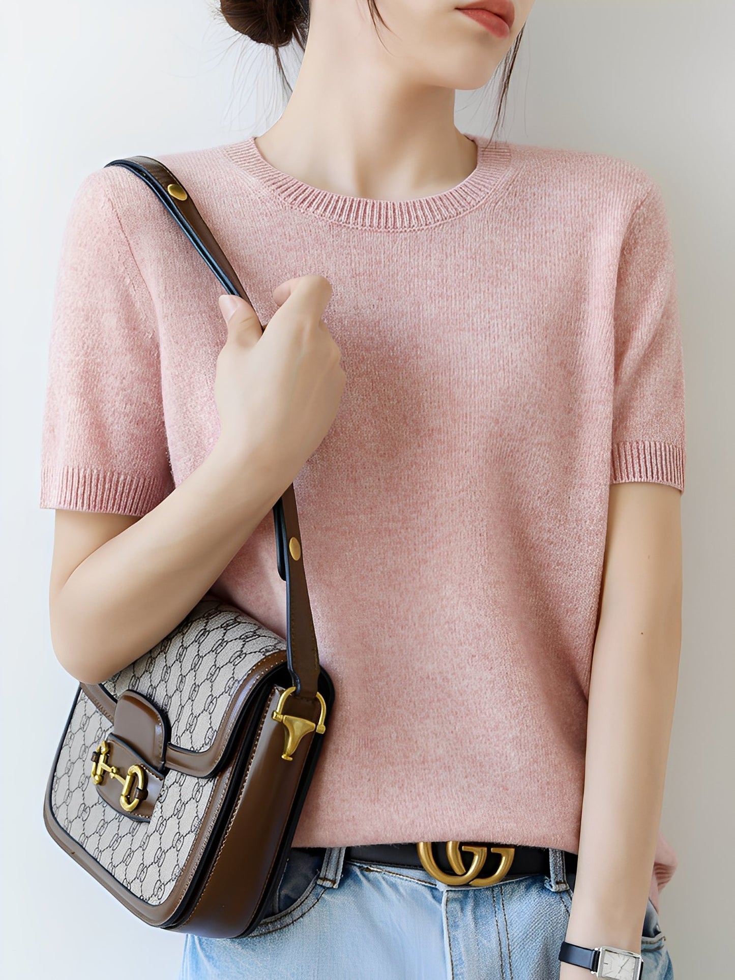 Damen Kurzarm-Pullover