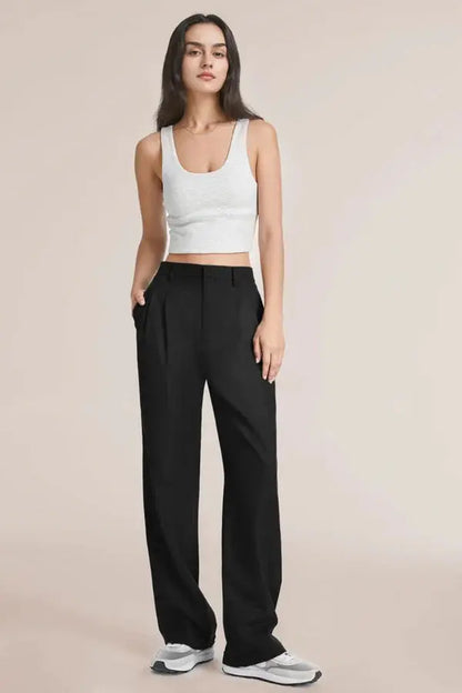Elegante Damen High-Waist-Hose Wide-Leg Zeitloser Schnitt