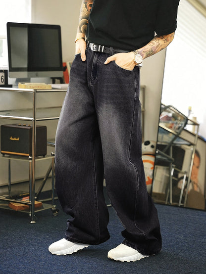 Herren Baggy Jeans Gerades Bein Weite Passform