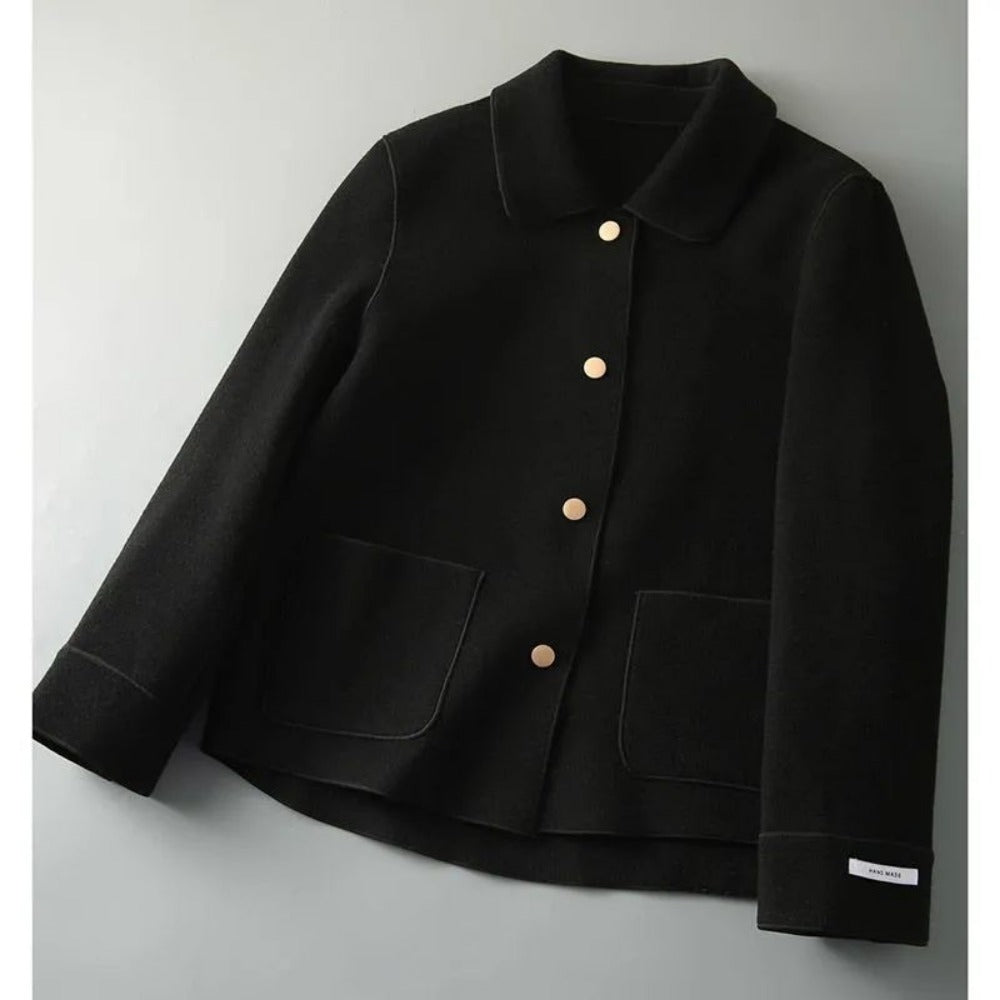 Damen Kurzjacke Knopfleiste Taschen