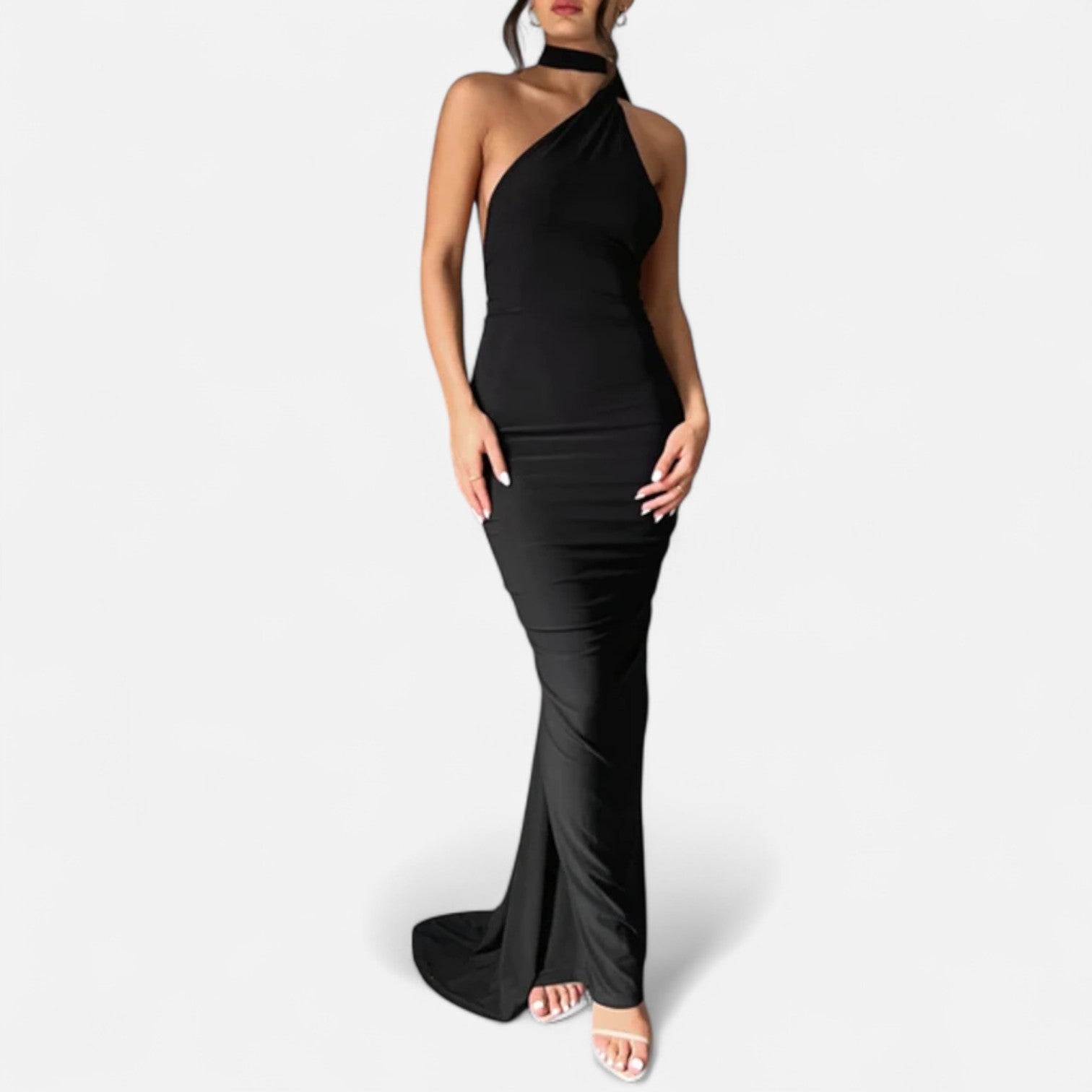 Damen Maxikleid Ein-Schulter-Neckholder - Norvielle