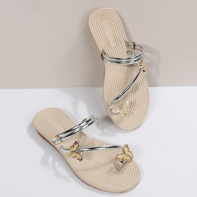 Norvielle Damen Sandalen Schmetterlingsmuster