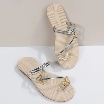Norvielle Damen Sandalen Schmetterlingsmuster