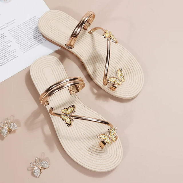 Norvielle Damen Sandalen Schmetterlingsmuster