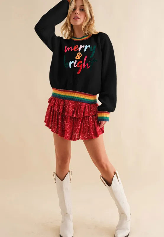 Weihnachtspullover Bunt Regenbogenfarben