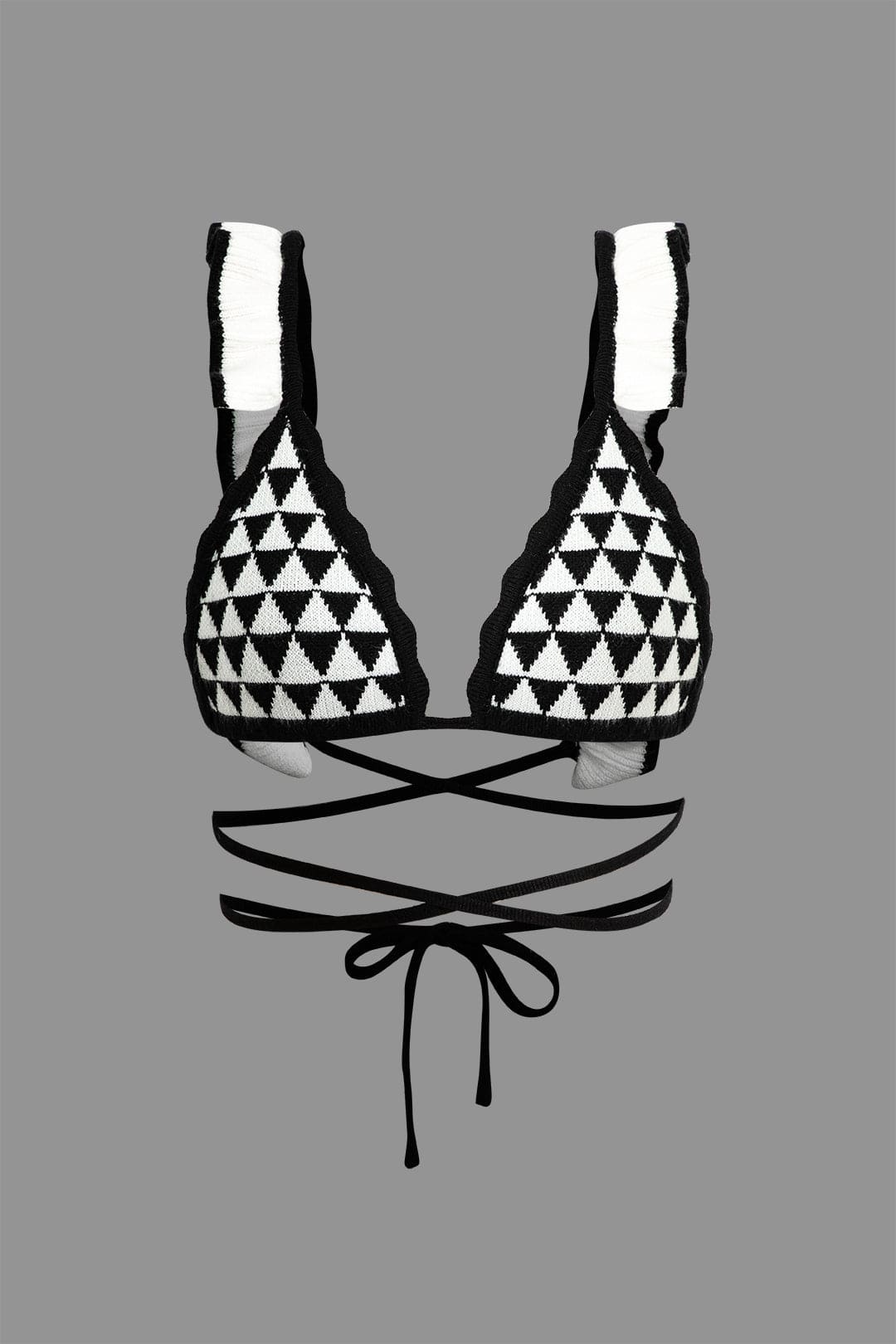Damen Strick-Zweiteiler Häkel-Bikini mit Rüschenrock