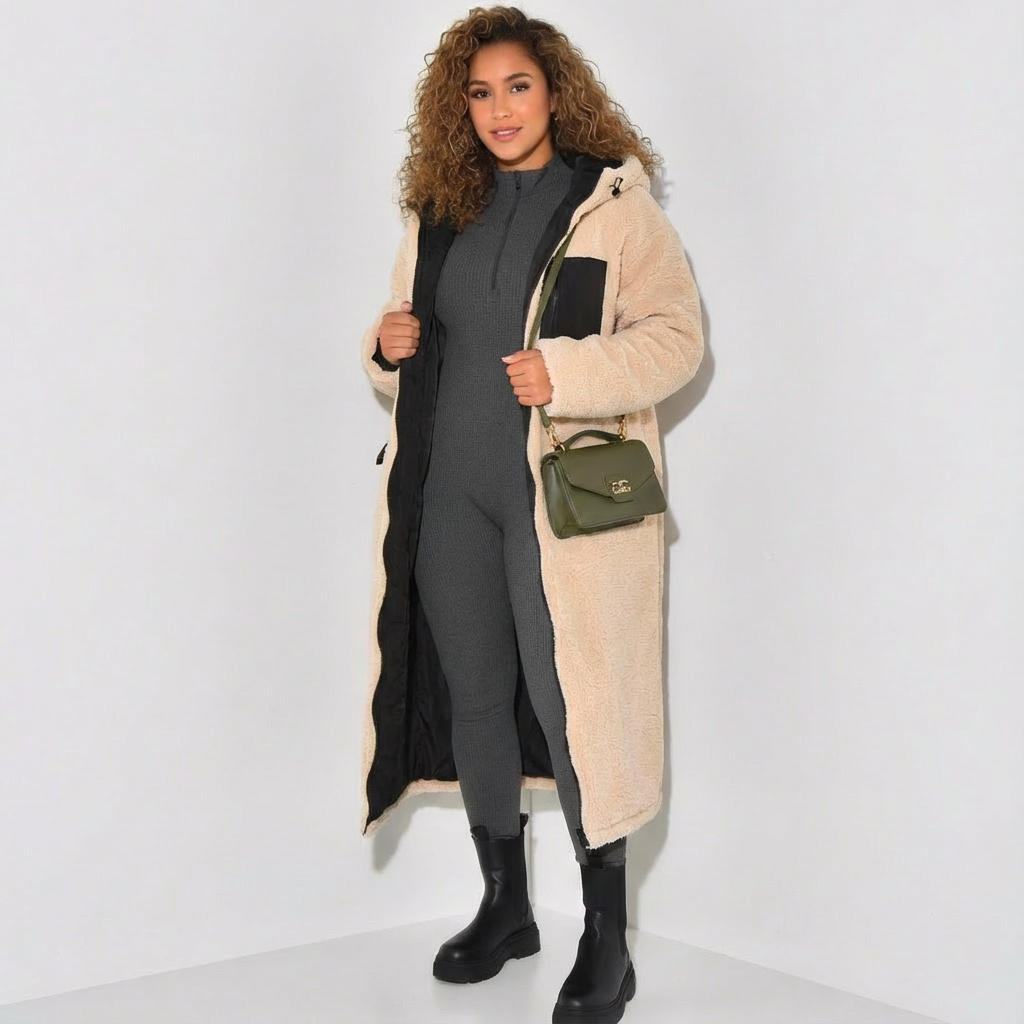 Damen Wendjacke Teddyfutter Lang