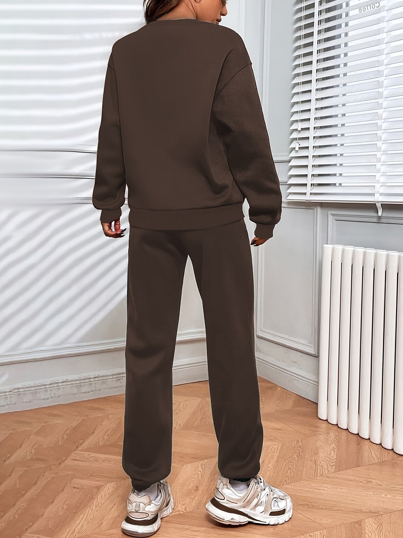 Damen Jogging Set Oversized Sweatshirt Hochtaillierte Jogger Weich