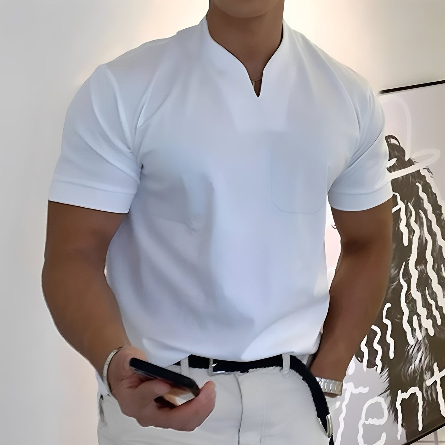 Herrenhemd Elastischer Bund Entspannter Look