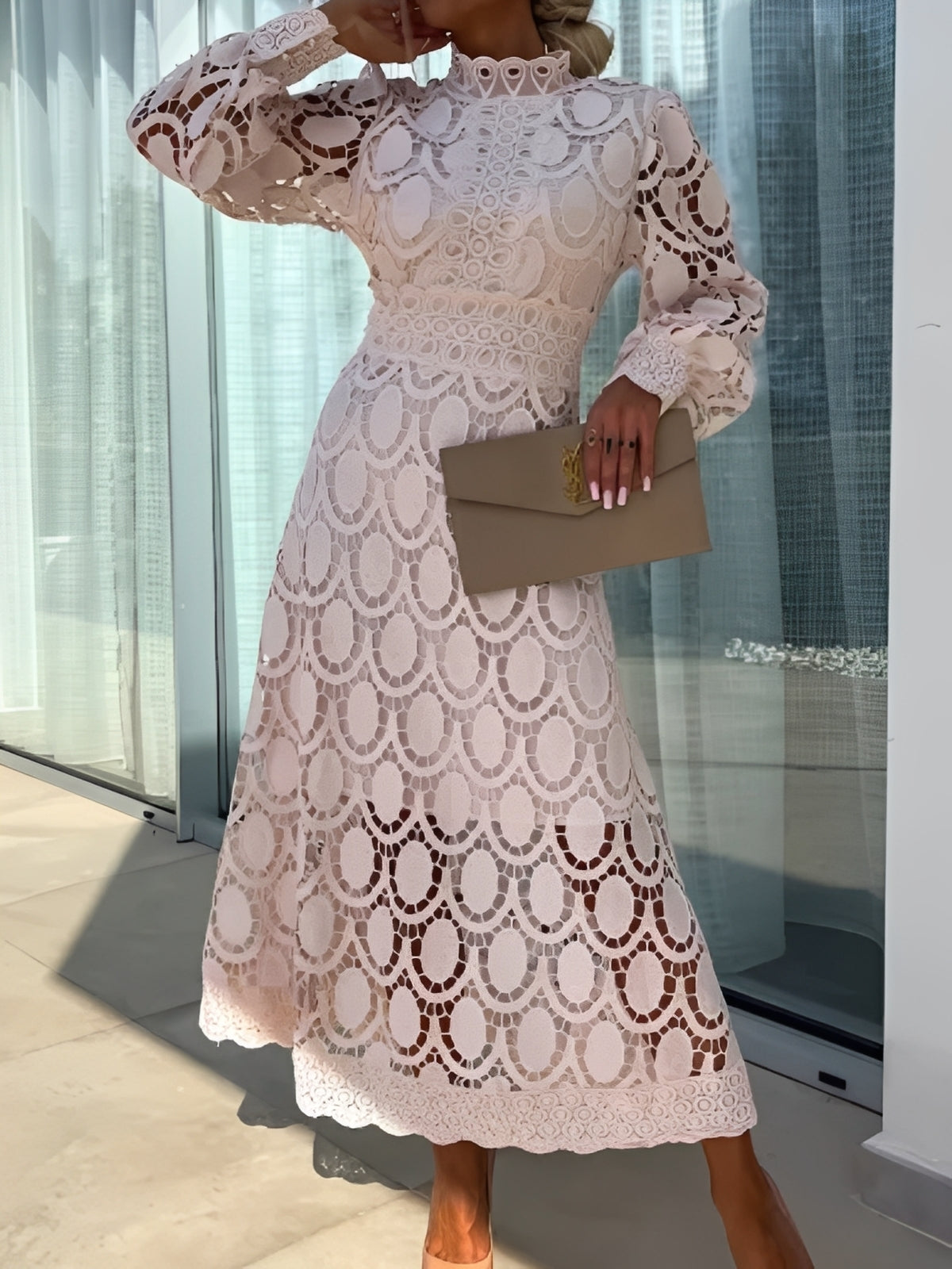 Damen Langarm Maxikleid Stilvoll - Norvielle