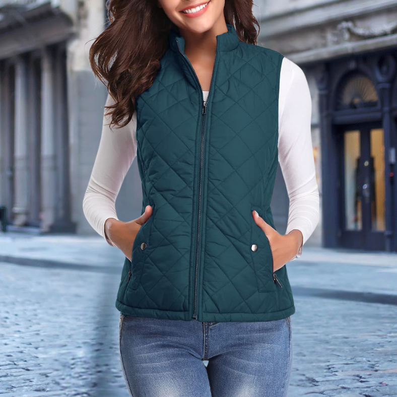 Damen Steppjacke Elegantes Design Reißverschluss