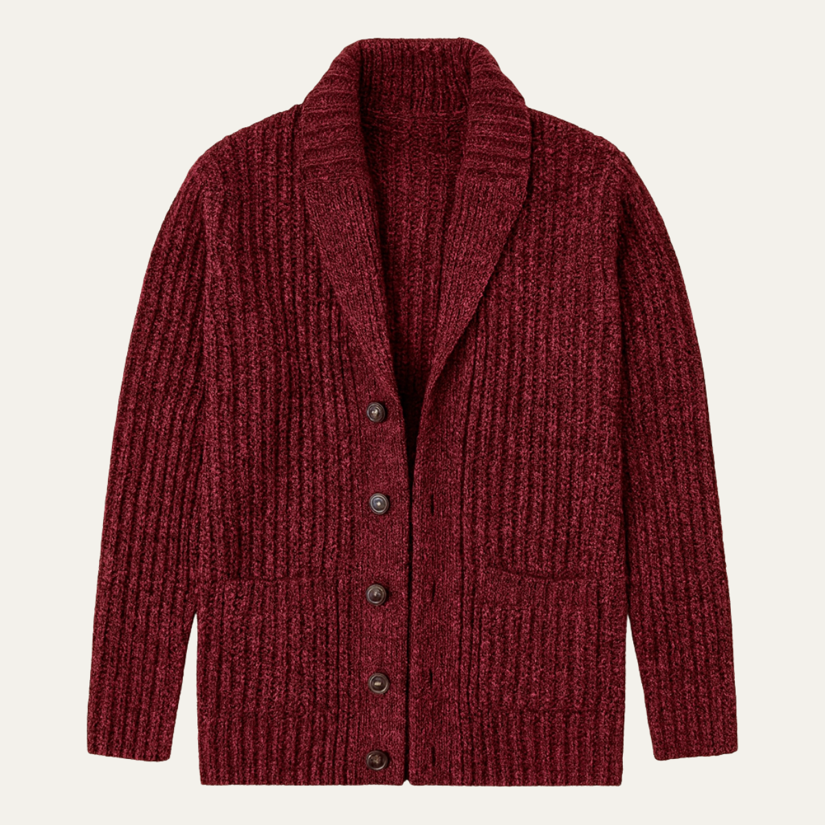 Herren Strickcardigan Reverskragen Warm Beige - Norvielle