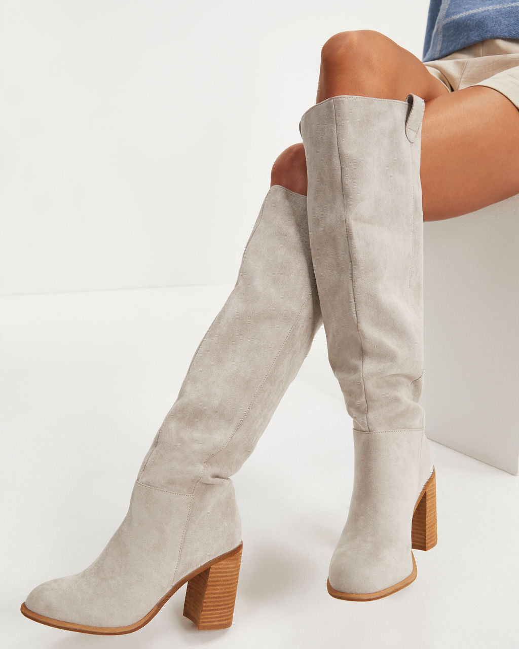 Norvielle Damen Slouch Stiefel mit Heiligenschein