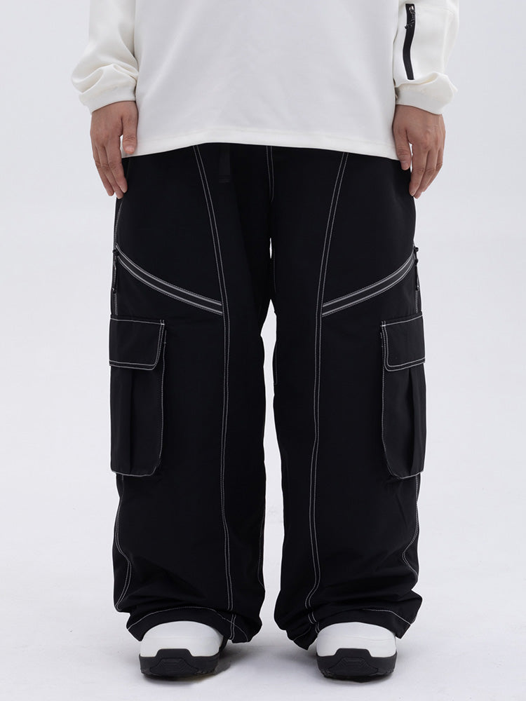 Damen Oversize Hose Baggy Beinform Cargotaschen