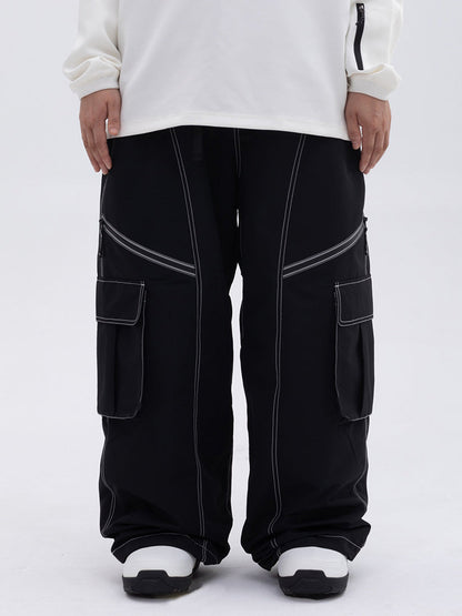 Damen Oversize Hose Baggy Beinform Cargotaschen