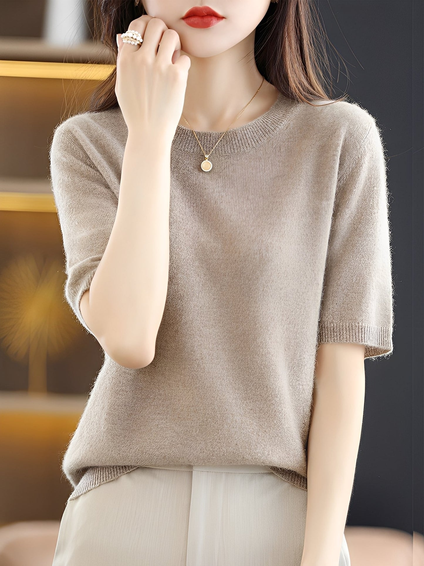 Damen Kurzarm-Pullover