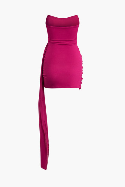 Damen Asymmetrisches Minikleid Drapierung Elegant
