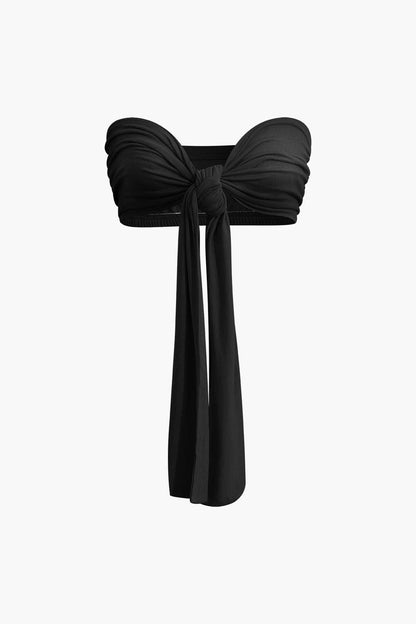 Damen Zweiteiler-Set mit Schleifen-Bandeau und Weitbein-Hose