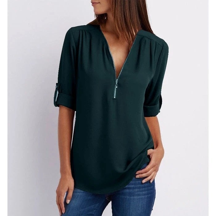 Norvielle Damen Bluse Lockere Stil Schwarz - Norvielle