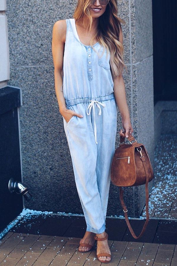 Norvielle Damen Denim Jumpsuit