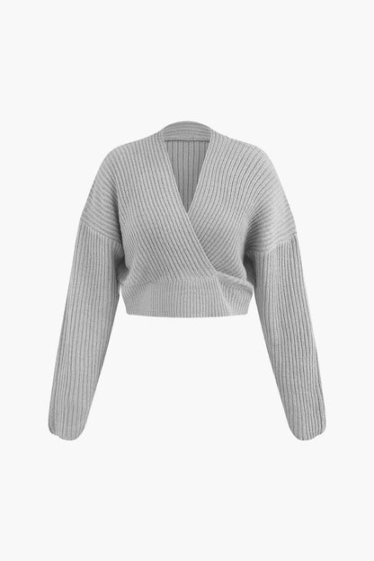Damen Strick-Set Wickel-Oberteil Bleistiftrock Elegantes